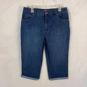 Gloria Vanderbilt Amanda Capri Jeans Women's Sz 14 (33 x 19) Cuffed Medium Wash